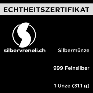 Silbervreneli Echtheitszertifikat